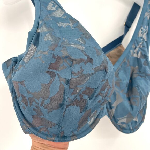 ThirdLove Unlined Foliage Perfect Coverage Bra Cornflower Blue with Nude 40F DDD - Picture 3 of 8